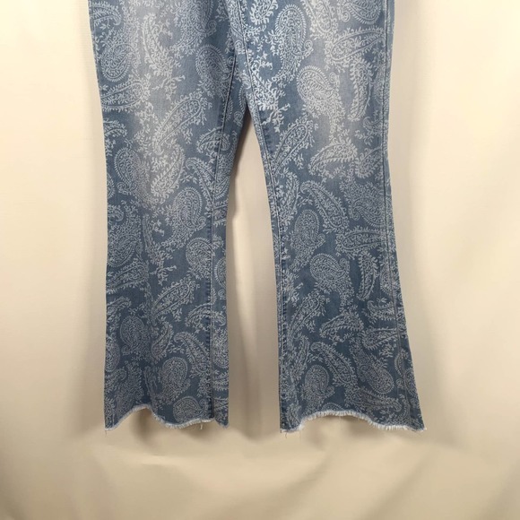 Fashionnova NWT Valentine Paisley High Rise Flare Jeans- Light Blue Wash Sz 13 - Picture 7 of 7